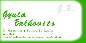 gyula balkovits business card